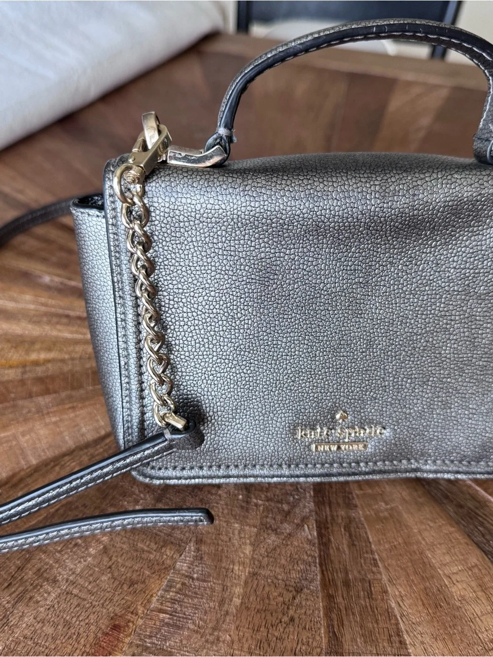 Kate Spade Patterson Drive Maisie Mini in Metallic Pebble Leather